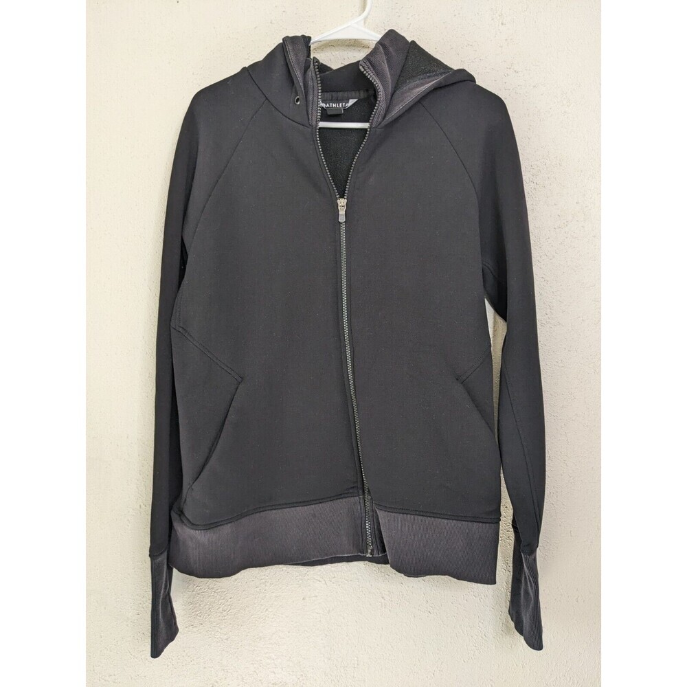 ATHLETA Altitude Triumph Hoodie Large‎ Black #983593 Full Zip Fleece Lined Work